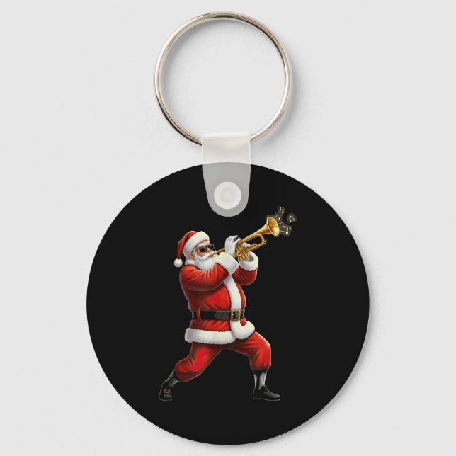 Porte-clés Funny Trumpet Santa Christmas Graphic Player Trump (Recto)