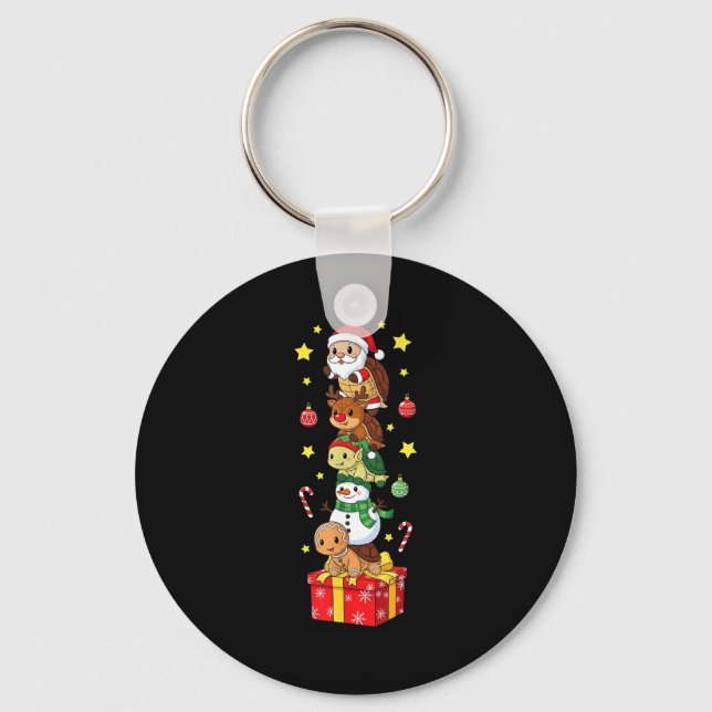Porte-clés Funny Turtle Santa Elf Snowman Christmas Boys Girl (Recto)