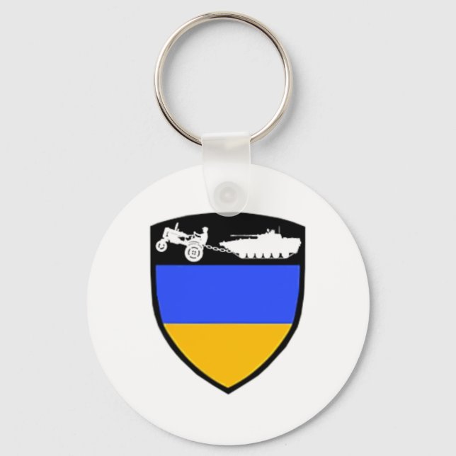Porte-clés Funny Ukraine Farmer Tractor Towing Tank Meme  (Recto)