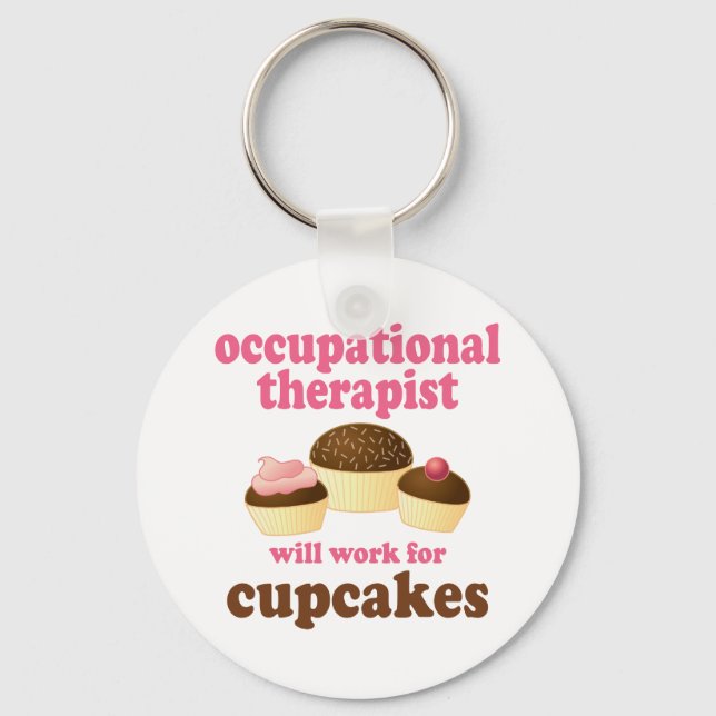 Porte-clés Funny va travailler pour les cupcakes ergothérapie (Recto)