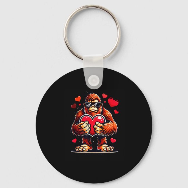 Porte-clés Funny Valentines Day Bigfoot Heart Sungles Sasquat (Recto)
