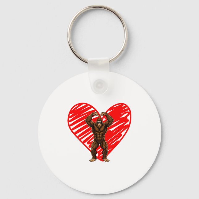 Porte-clés Funny Valentines Day Bigfoot Sungles In Heart Sasq (Recto)