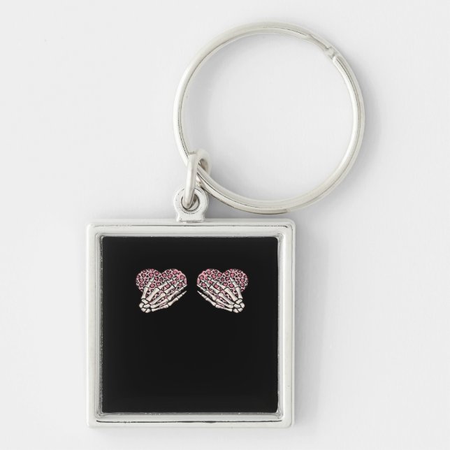Porte-clés Funny Valentines Jour Squelette Mains Coeurs Fille (Devant)
