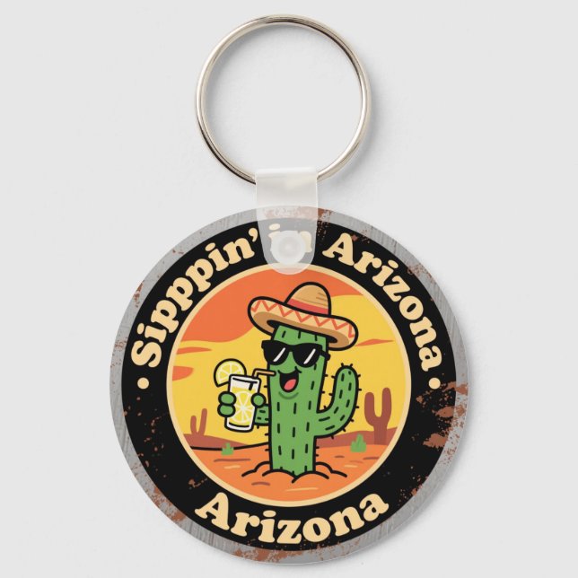 Porte-clés Funny Vintage Arizona Sippin Cactus (Recto)