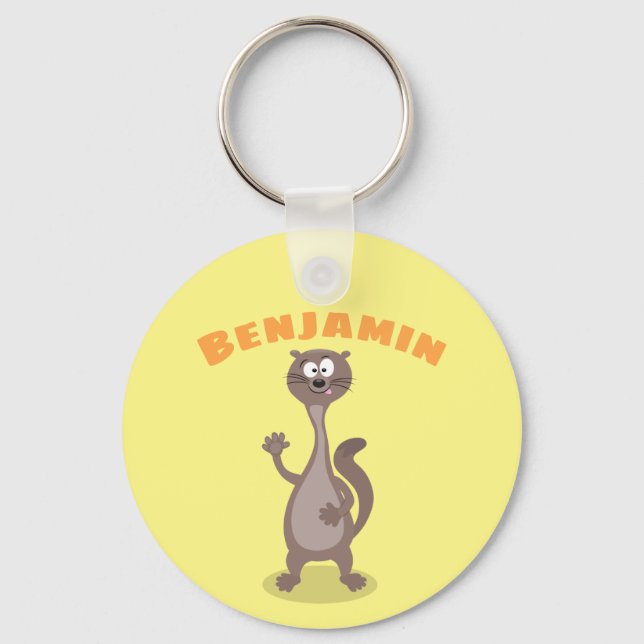 Porte-clés Funny weasel cartoon illustration saying hello key (Recto)