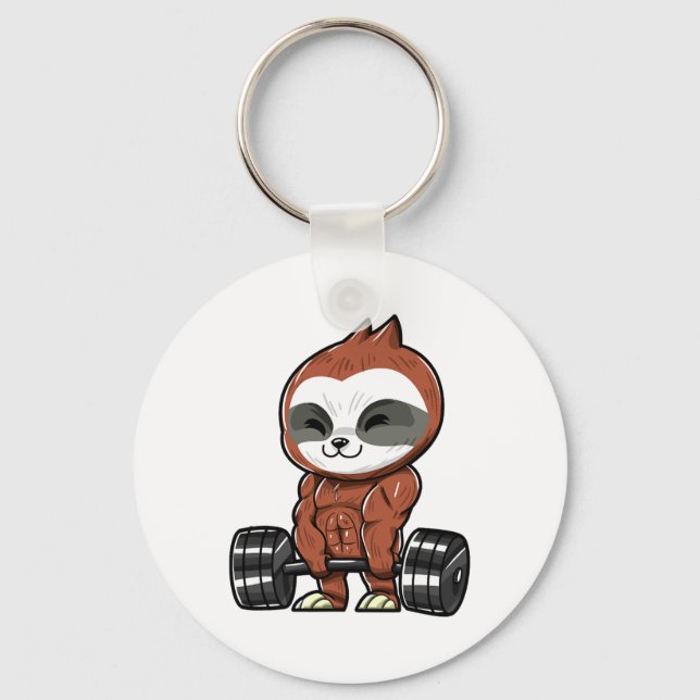 Porte-clés Funny Workout Gym Sloth Fitness Bodybuilding  (Recto)