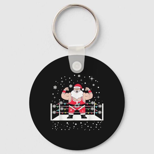 Porte-clés Funny Wrestling Santa Xmas Lights Wrestling Christ (Recto)