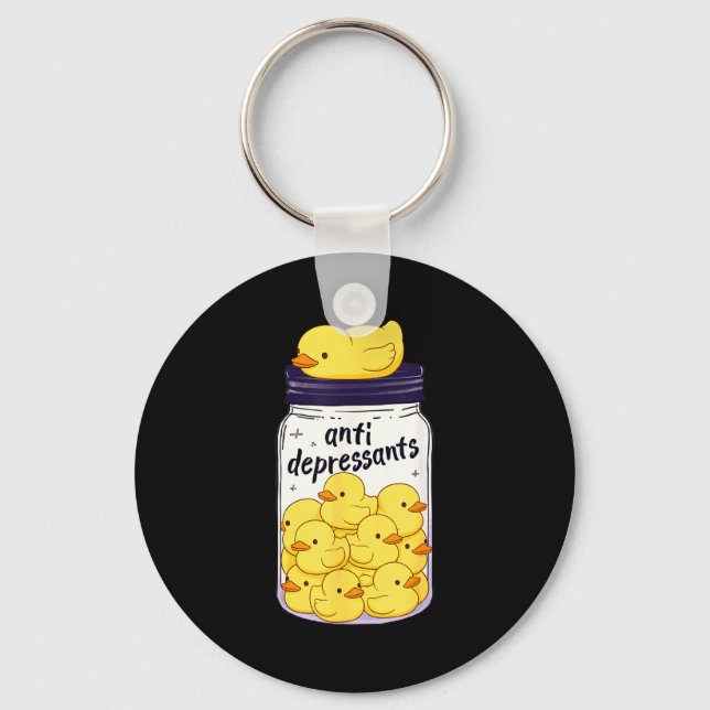 Porte-clés Funny Yellow Duck Anti Depressant Jar Zoo Boys Gir (Recto)
