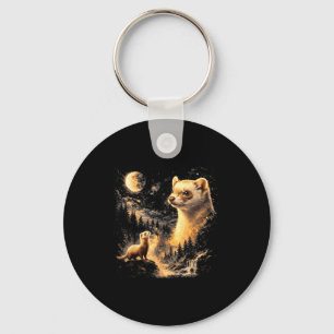 Porte-clés Furet hurlant à la lune vintage rétro anima des an