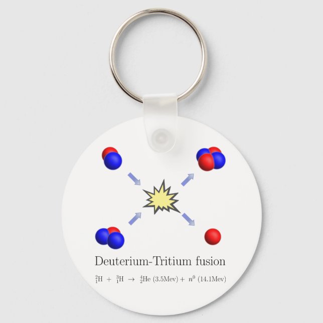 Porte-clés Fusion Deuterium-Tritium avec équation (Recto)
