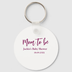 Porte-clés Futur maman baby shower nom date rose simple minim