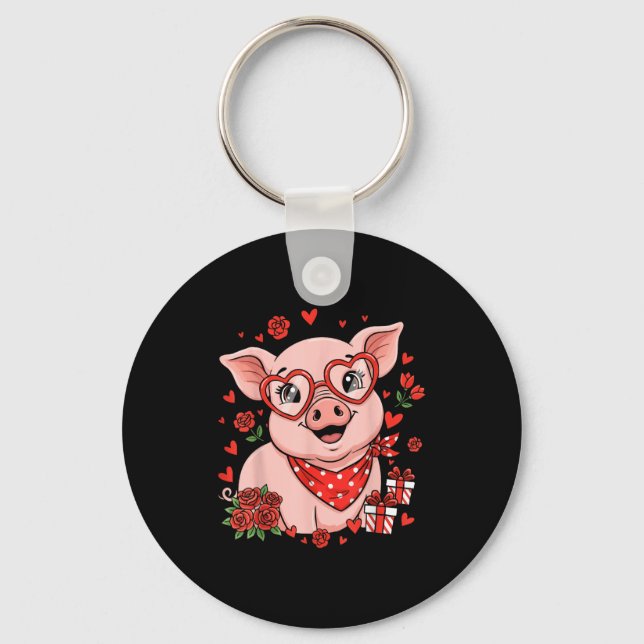 Porte-clés G Cute Farm Animal Sungles Heart Love Valentine  (Recto)