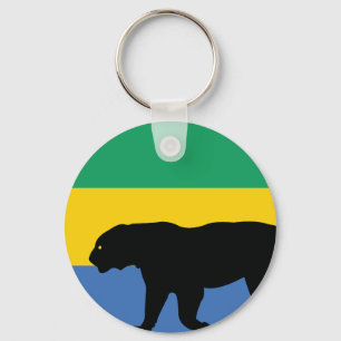 Porte-clés Gabon Drapeau animal léopard noir du Gabon
