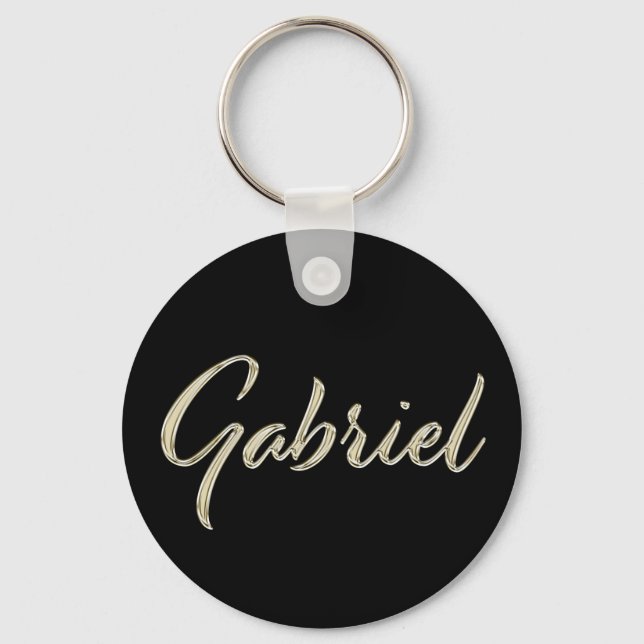 Porte-clés Gabriel Name whitegold Button Schlüsselanhänger (Recto)