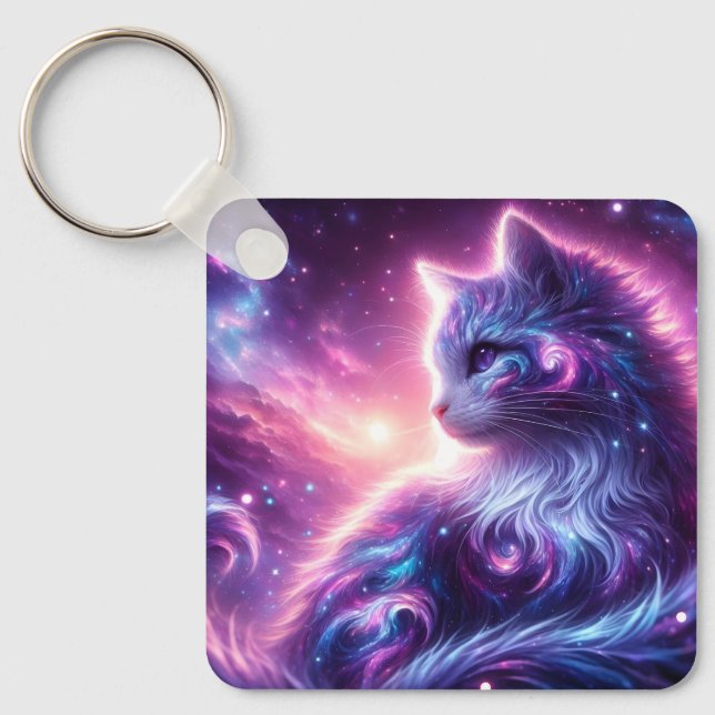 Porte-clés Galaxie Cosmique Féline Mystique Céleste (Recto)