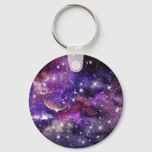 Porte-clés Galaxie violette Voie lactée avec planète