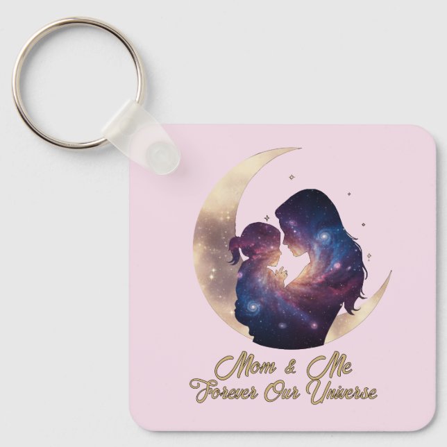 Porte-clés Galaxy Mama & Child Silhouette Moon Art (Recto)