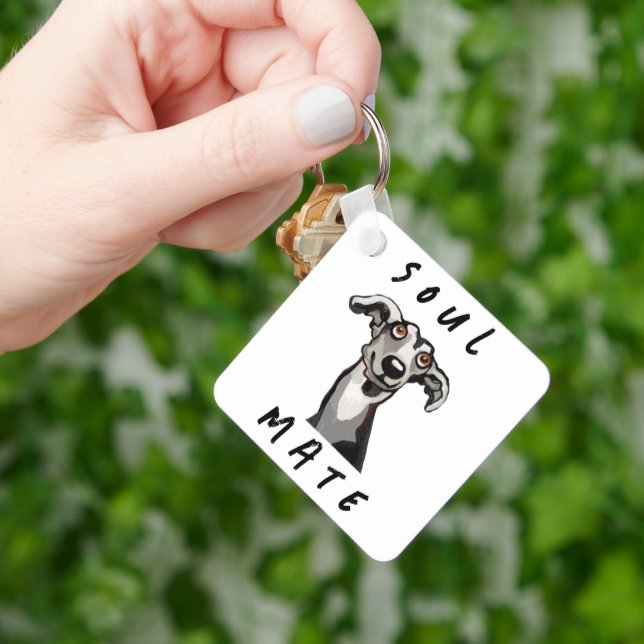 Porte-clés Galgo amusant à l'âme, blanc, grisâtre (main)