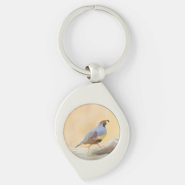 Porte-clés Gambrel's Quail Painting Original Bird Art (Devant)