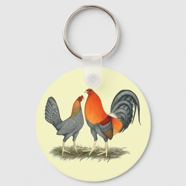Porte-clés Gamefowl rouge bleu (Recto)