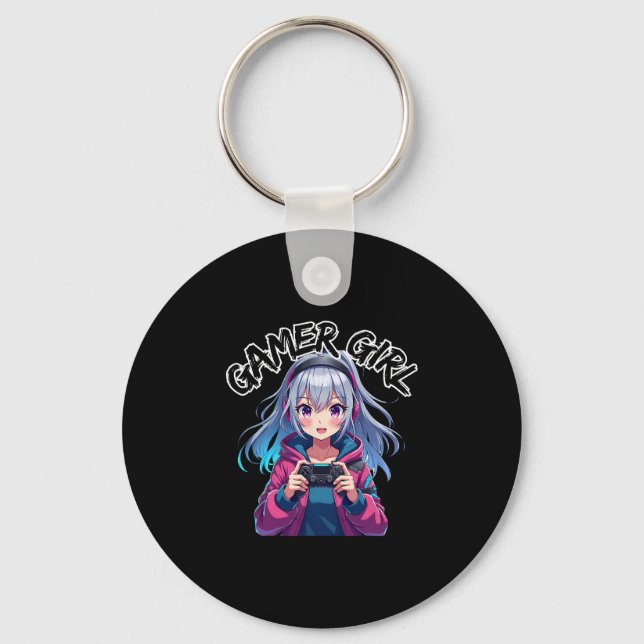 Porte-clés Gamer Girl Gaming Anime Cute Video Game Women Girl (Recto)
