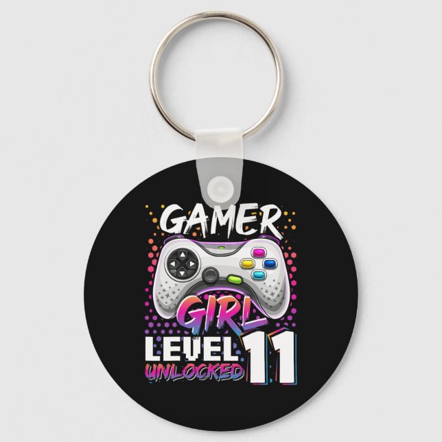 Porte-clés Gamer Girl Level 11 Déverrouillé Jeu vidéo 11e nai (Recto)