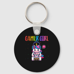 Porte-clés Gamer Girl Unicorn Jeu vidéo mignonne