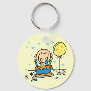 Porte-clés Gamin bonhomme allumette avec cadeaux de gâteau d'