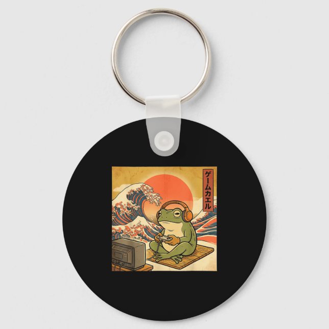 Porte-clés Gaming Frog Art Ukiyo-e Japanese Gamer Anime Men W (Recto)