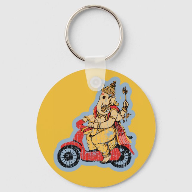 Porte-clés Ganesha chevauchant un scooter (Recto)