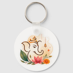 Porte-clés Ganesha élégant Lotus Diwali
