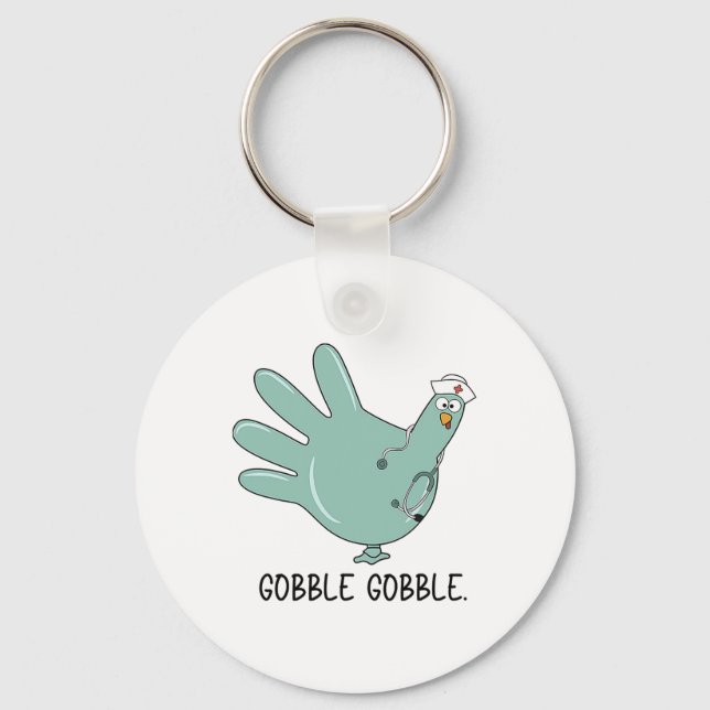 Porte-clés Gant de dinde de Thanksgiving glousser infirmière  (Recto)