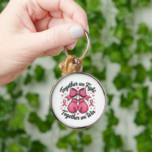 Porte-clés Gants de boxe Ruban Rose Sensibilisation au cancer