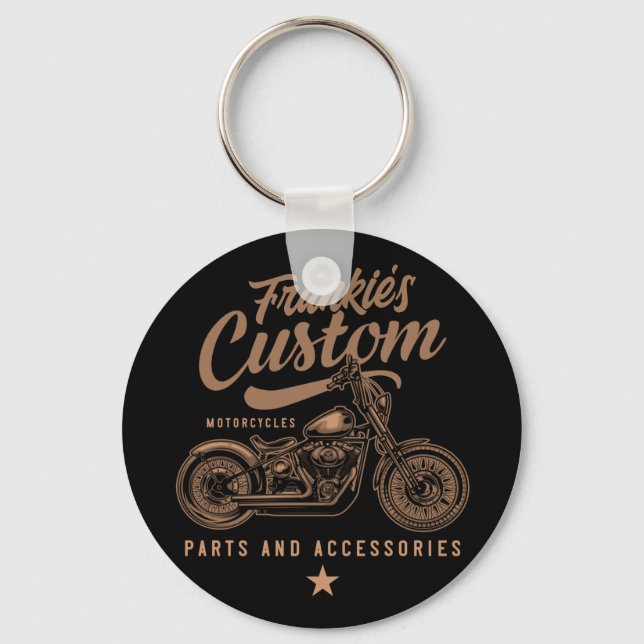 Porte-clés Garage de motocyclette Bobber personnalisé (Recto)
