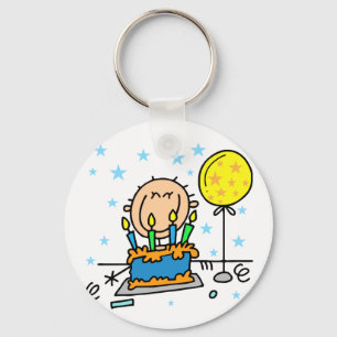 Porte-clés Garçon Bonhomme Allumettes Avec Cadeaux De Gâteau