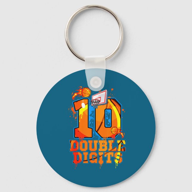 Porte-clés Garçon de 10 ans pour anniversaire à double chiffr (Recto)