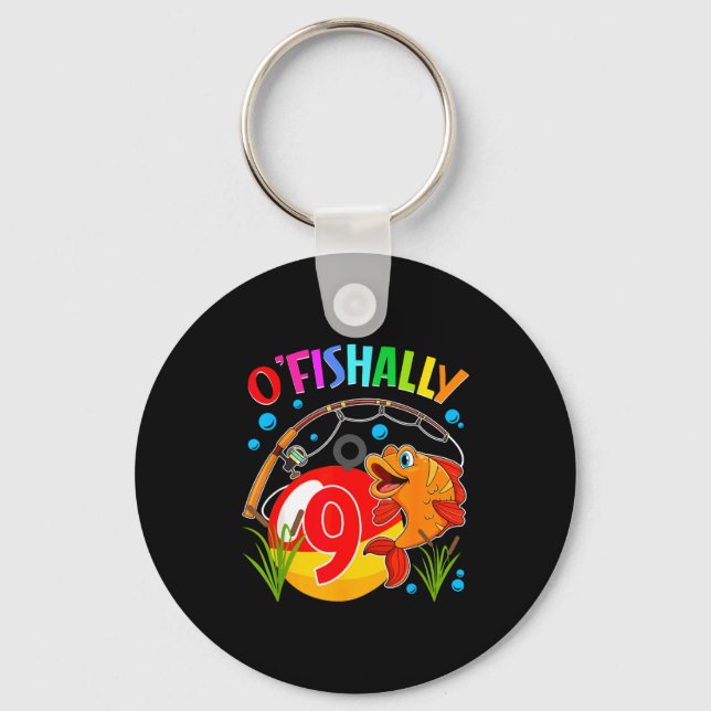 Porte-clés garçon de 9 ans o'fishally 9 anniversaire pêche (Recto)