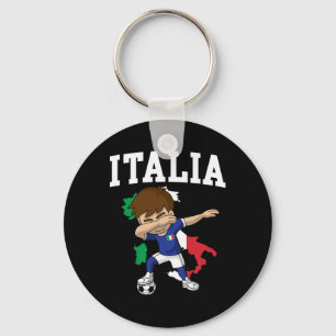Porte-clés Garçon de football italien Italie Drapeau Carte Sp