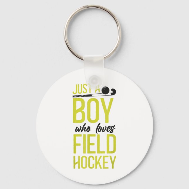 Porte-clés Garçon de hockey sur gazon Juste un garçon qui aim (Recto)