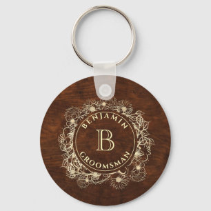 Porte-clés Garçon d'honneur Monogramme Rustique