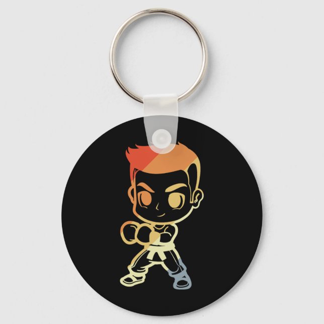 Porte-clés Garçon kickboxing Dessin animé Apparence Kickboxer (Recto)