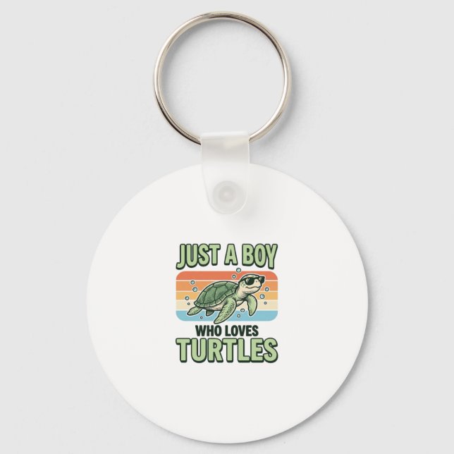 Porte-clés Garçon qui aime les tortues Design de gravure vint (Recto)
