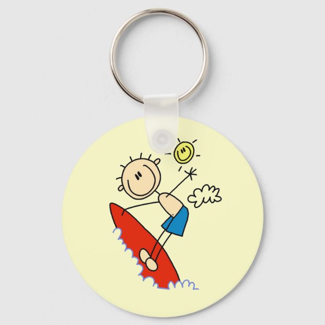 Porte-clés Garçon surfeur bonhomme allumette (Recto)