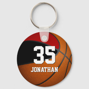 Porte-clés garçons basket-ball avec rouge noir équipe couleur