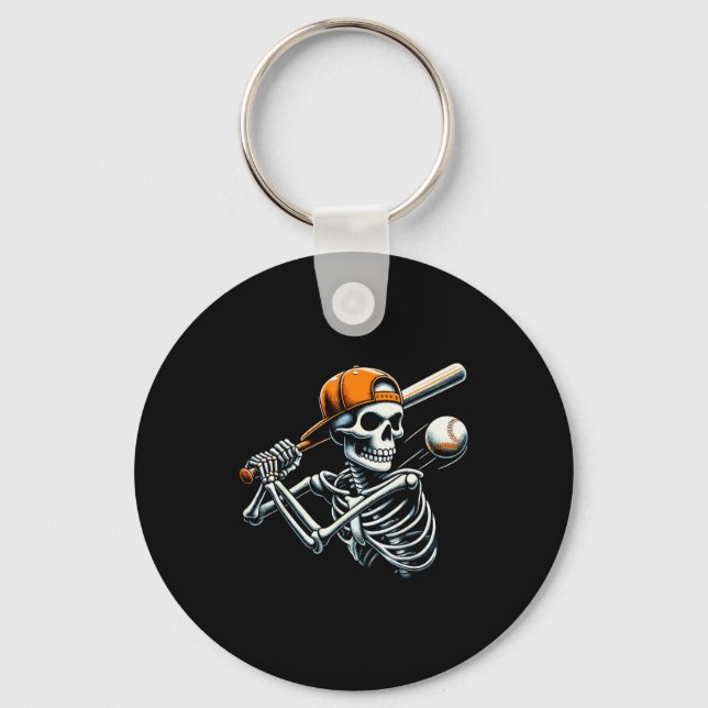 Porte-clés Garçons d'Halloween battant le squelette de baseba (Recto)