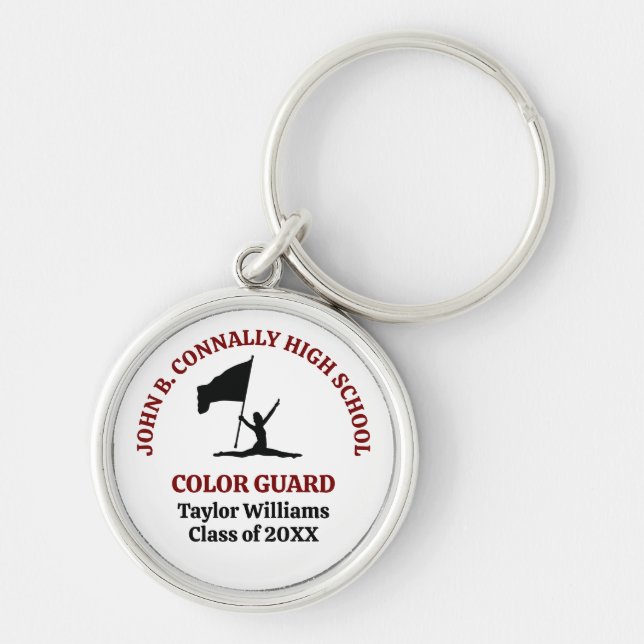 Porte-clés Garde de couleur de lycée bordeaux personnalisée (Devant)