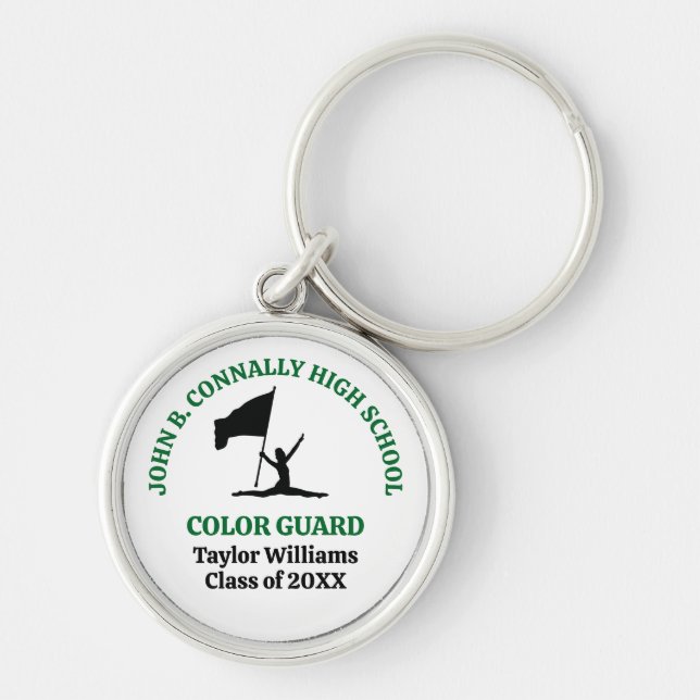 Porte-clés Garde de couleur personnalisée de lycée vert (Devant)