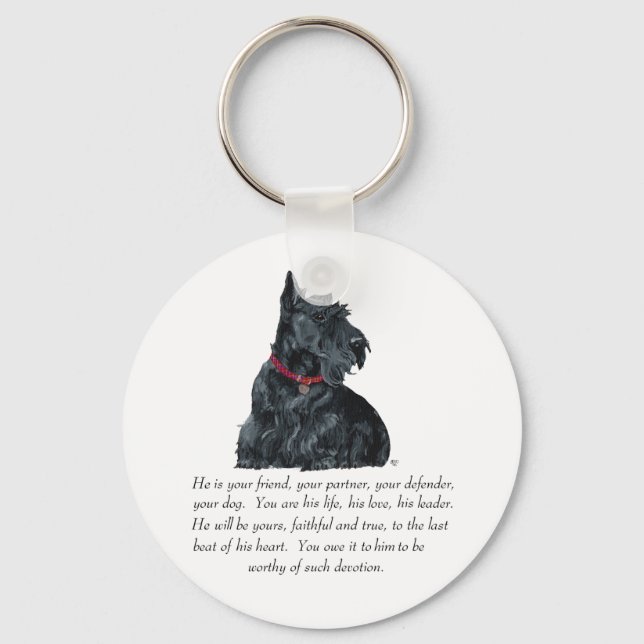 Porte-clés Garde de Terrier Écossais - Chien MÂLE (Recto)