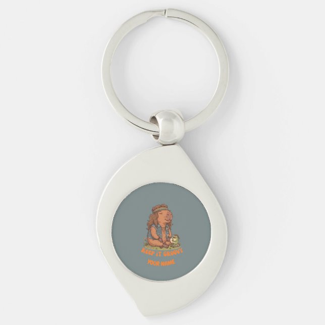 Porte-clés Garde-le Capybara Mignon Rétro Personnalisé (Devant)