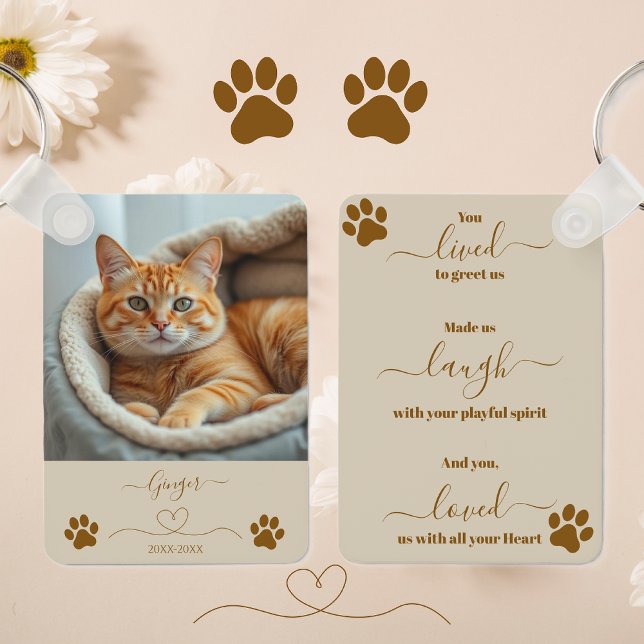 Porte-clés Garde-mémoire pour animaux (Pet Memorial Keepsake Keychain Cat-Family )